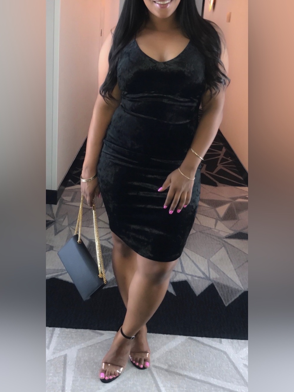 Black Velvet Midi Dress